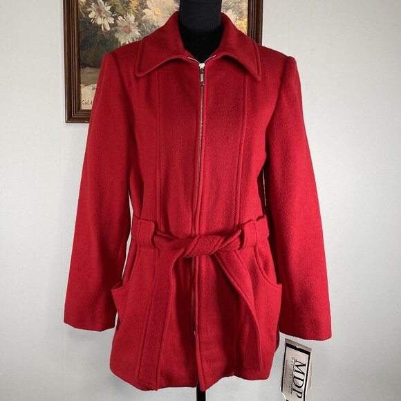 Mario De Pinto Wool Blend Coat Full Zip Women's Medium Red NWT USA - Picture 1 of 15